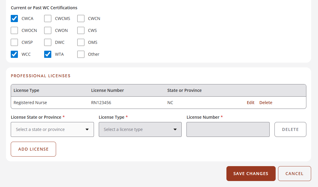Adding a Professional License to Your Account